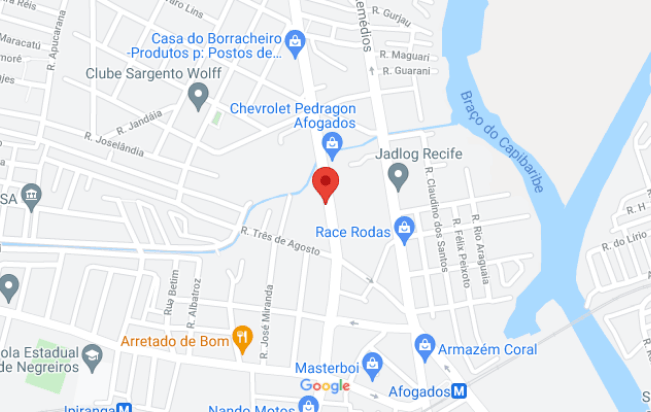 mapa de localização do motel